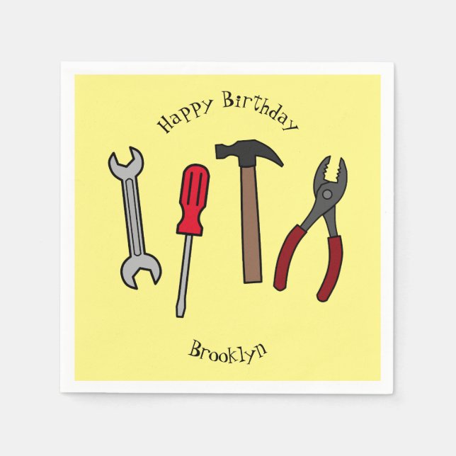 Serviette En Papier Illustration des outils de menuiserie (Devant)