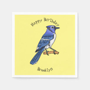 Serviette En Papier Illustration d'oiseau de jay bleu
