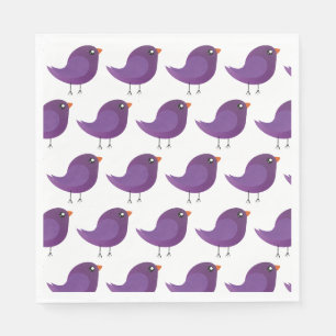 Serviette En Papier Illustration d'oiseau violet mignon