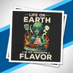 Serviette En Papier Illustration drôle de barbecue d'extraterrestre ré