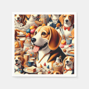 Serviette En Papier Illustration du Beagle rétro