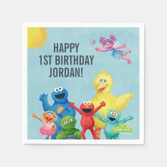 Serviette En Papier Illustration du caractère de rue Sésame (Devant)