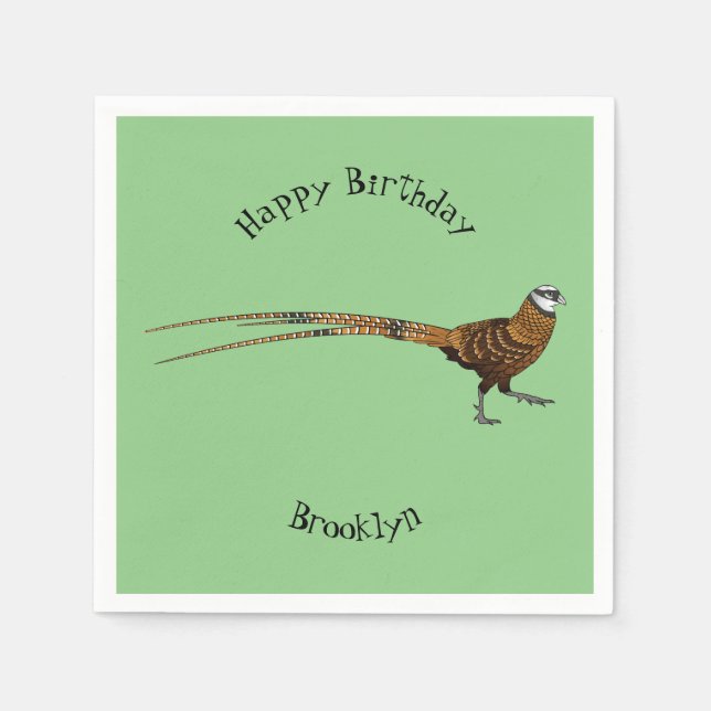 Serviette En Papier Illustration du faisan de Reeves (Devant)