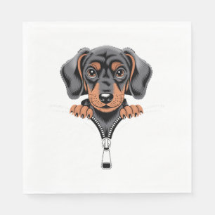 Serviette En Papier Illustration du mignon Dachshund Peeking Out of Zi