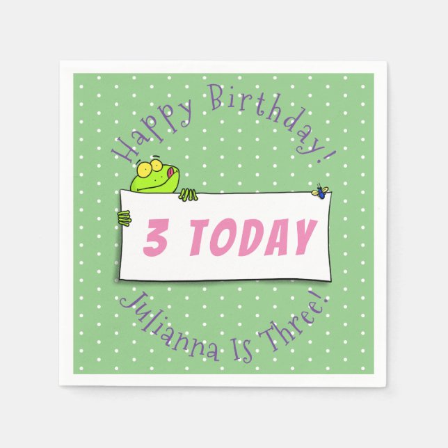 Serviette En Papier Illustration du panneau de grenouille verte mignon (Devant)