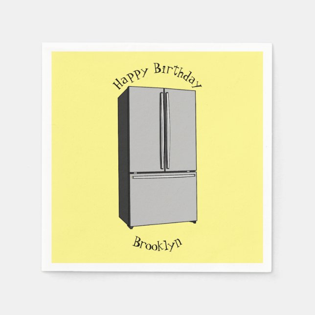 Serviette En Papier Illustration du réfrigérateur de porte française (Devant)