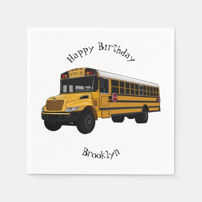 Serviette En Papier Illustration d'un autobus scolaire (Devant)