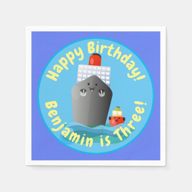 Serviette En Papier Illustration d'un bateau remorqueur de croisière m (Devant)