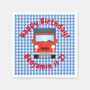 Serviette En Papier Illustration d'un camion kawaii rouge mou