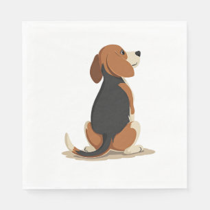 Serviette En Papier Illustration d'un chien Beagle vintage vu de dos A