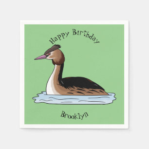 Serviette En Papier Illustration d'un grand oiseau de grèbe huppé