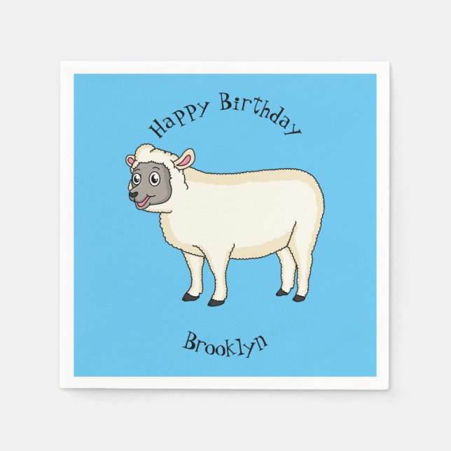 Serviette En Papier Illustration d'un mouton joyeux (Devant)