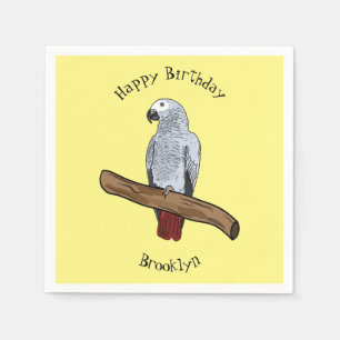 Serviette En Papier Illustration d'un perroquet gris en Afrique