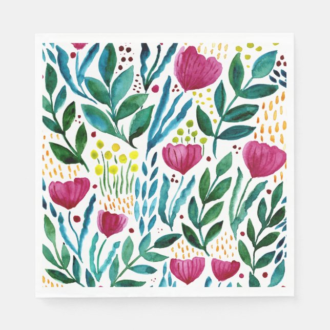 Serviette En Papier Illustration florale botanique (Devant)