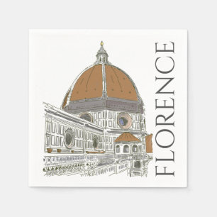 Serviette En Papier Illustration Florence Italie stylo et encre