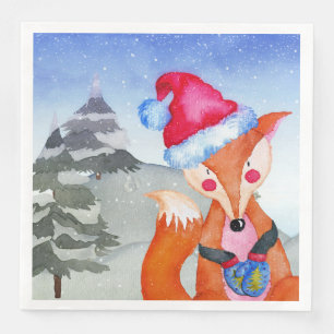 Serviette En Papier Illustration Fox Forest Woodland Friends