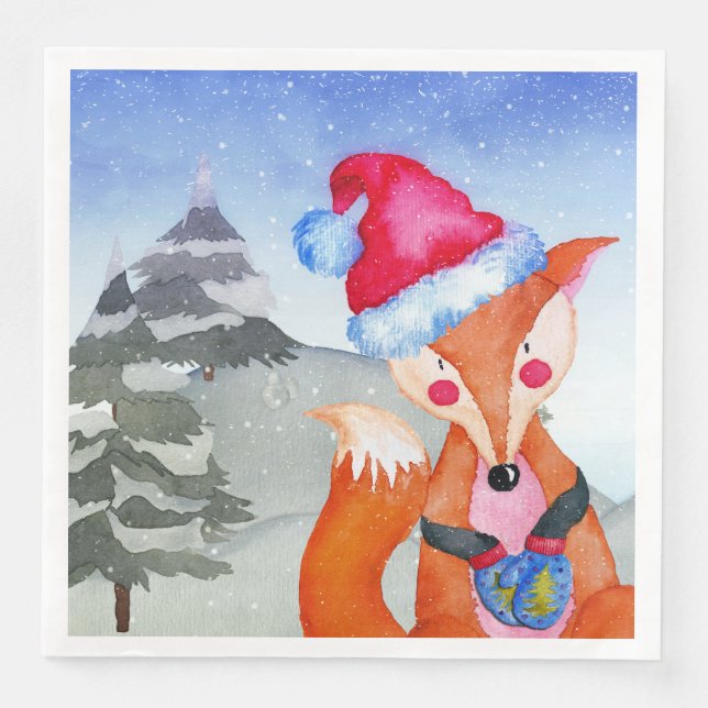 Serviette En Papier Illustration Fox Forest Woodland Friends (Devant)