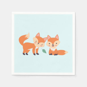 Serviette En Papier Illustration graphique des renards orange cute