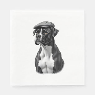Serviette En Papier Illustration graphique monochrome de chien Boxer v