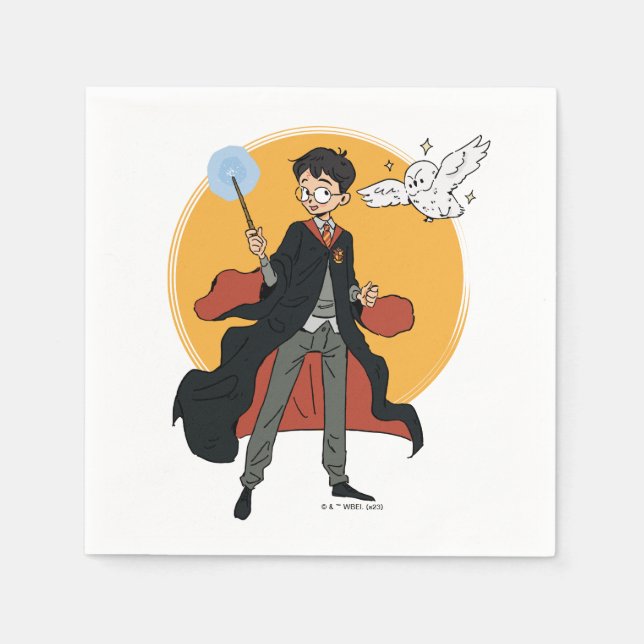 Serviette En Papier Illustration HARRY POTTER™ et Hedwig (Devant)