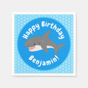 Serviette En Papier Illustration joyeuse du grand requin blanc