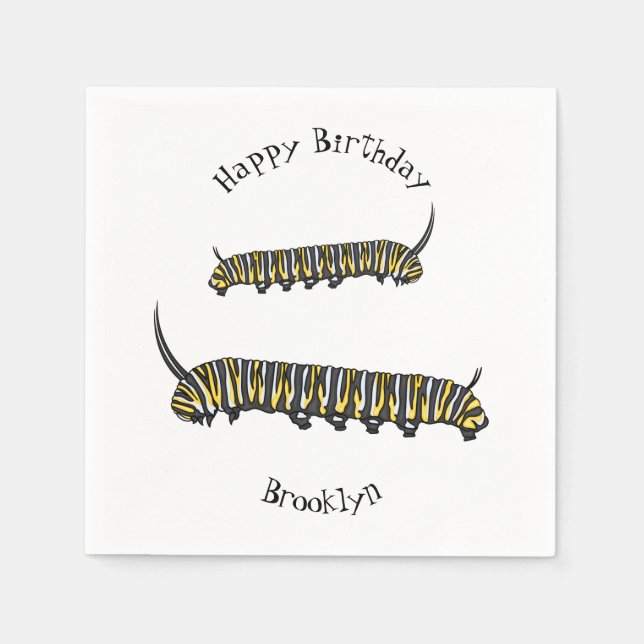 Serviette En Papier Illustration Monarch caterpillar (Devant)