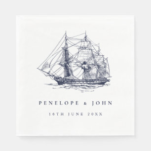 Serviette En Papier Illustration nautique de bateau pour mariage de de