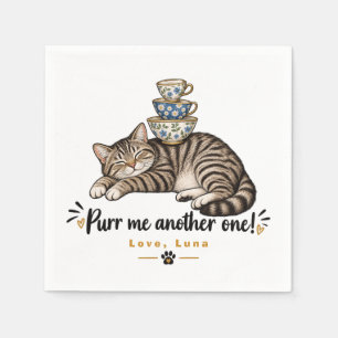 Serviette En Papier Illustration personnalisée de chat tabby endormi a