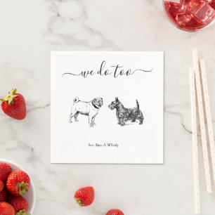 Serviette En Papier Illustration personnalisée de mariage de 2 chiens