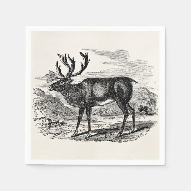 Serviette En Papier Illustration personnalisée des cerfs de rennes vin (Devant)