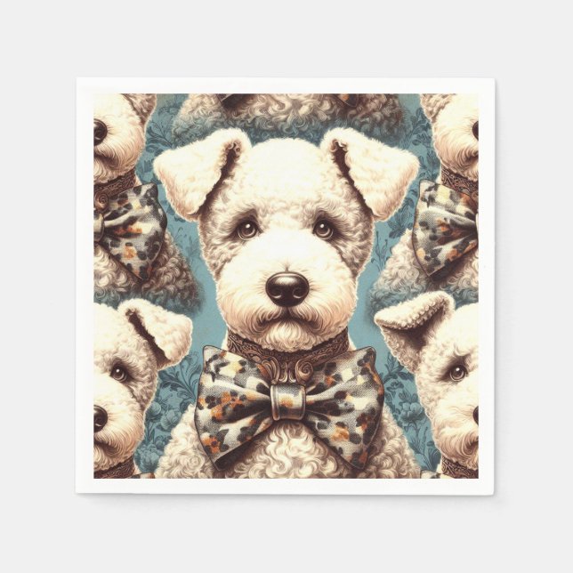 Serviette En Papier Illustration Retro Bedlington Terrier (Devant)