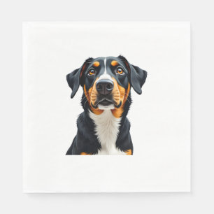 Serviette En Papier Illustration Rétro Portrait de Chien Coloré Vintag