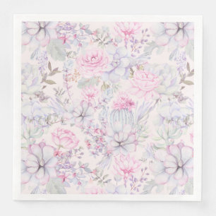 Serviette En Papier Illustration rose florale Succulent Motif d'été
