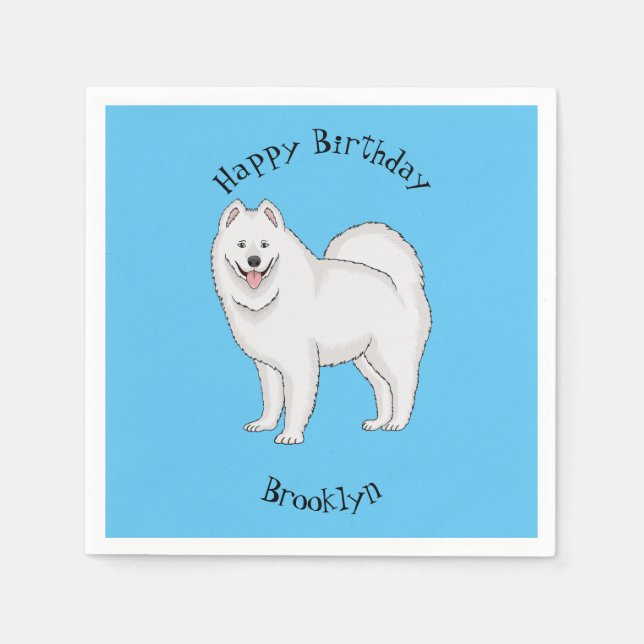 Serviette En Papier Illustration Samoyed dog (Devant)
