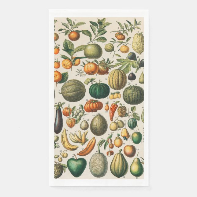 Serviette En Papier Illustration scientifique végétale des fruits (Devant)