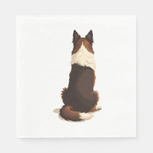 Serviette En Papier Illustration vintage de Border Collie vu de dos