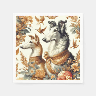 Serviette En Papier Illustration vintage de Chien de Borzoi