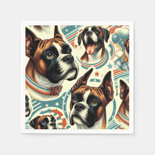 Serviette En Papier Illustration vintage de chien de boxe sans soudure
