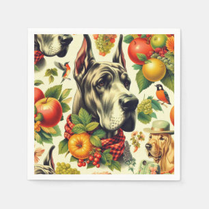 Serviette En Papier Illustration vintage de chien gibier