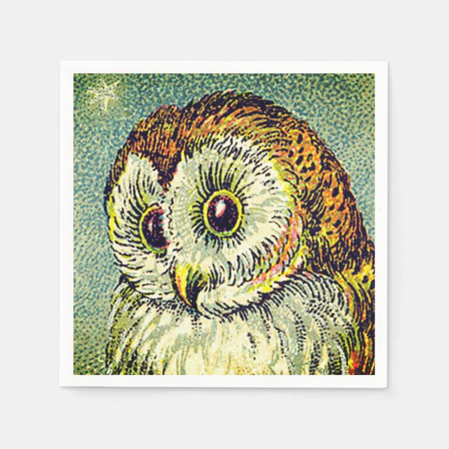 Serviette En Papier Illustration vintage de chouette mignonne (Devant)