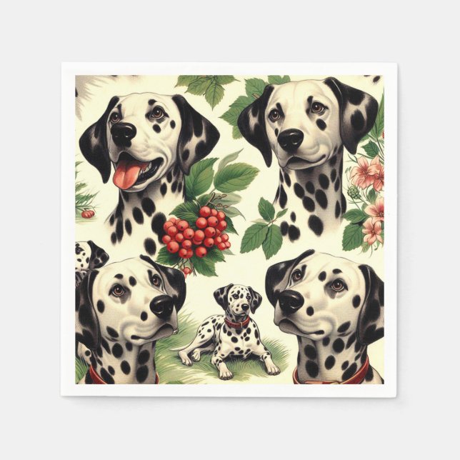 Serviette En Papier Illustration vintage de Dalmatie (Devant)