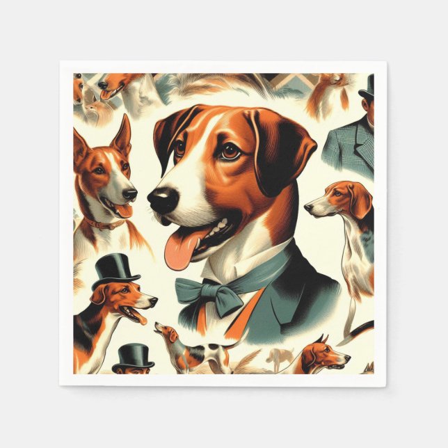 Serviette En Papier Illustration vintage de Foxhound (Devant)