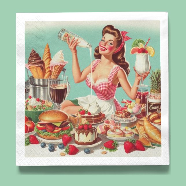 Serviette En Papier Illustration vintage de l'alimentation (Créateur téléchargé)