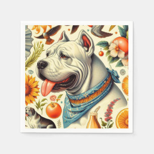 Serviette En Papier Illustration vintage Dogo Argentino