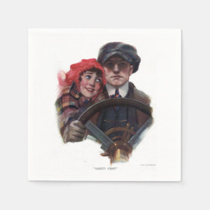 Serviette En Papier Illustration vintage romantique de voiture classiq