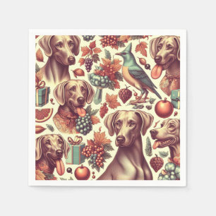 Serviette En Papier Illustration vintage sans fil Weimaraner