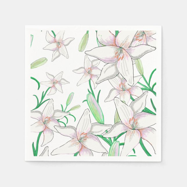Serviette En Papier Illustration White Lily (Devant)