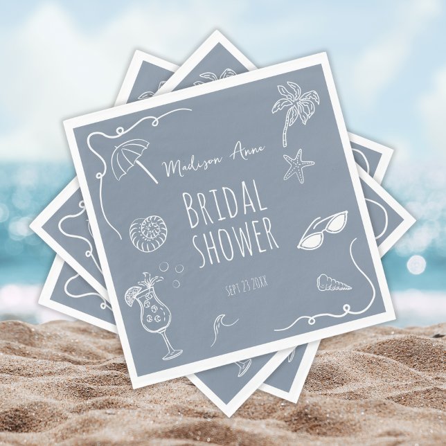 Serviette En Papier Illustrations de plage amusantes pour une douche d (Créateur téléchargé)
