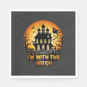 Serviette En Papier Im Witch Maison Hantée Pleine Lune Citrouilles