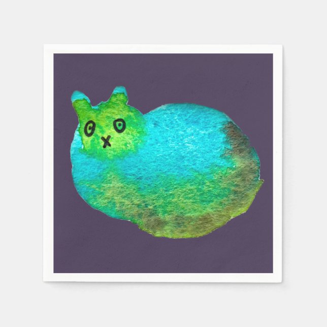 Serviette En Papier Image d'art de chat bleu gras mou (Devant)